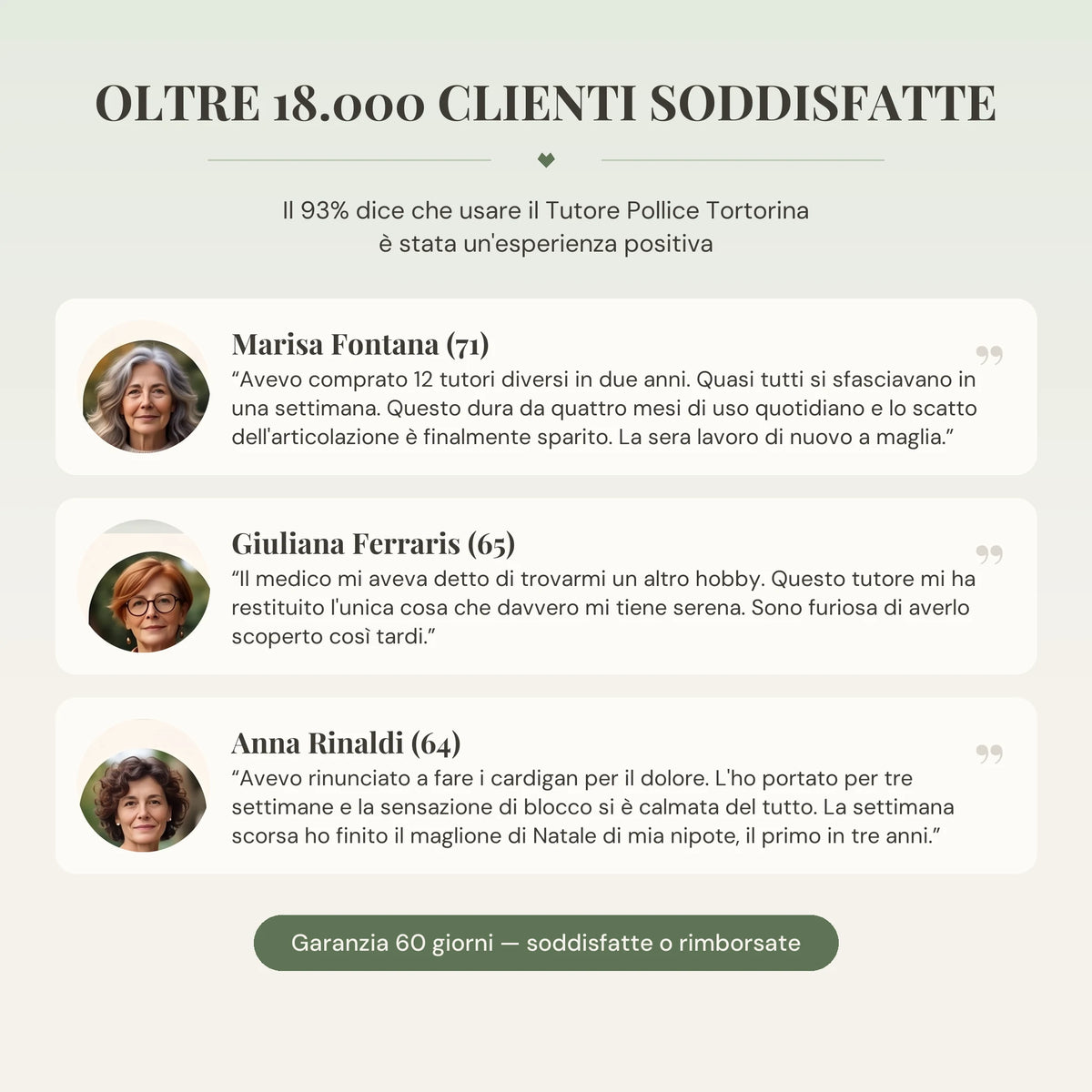 Recensioni delle clienti sul tutore pollice Tortorina