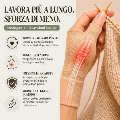 Benefici del tutore pollice Tortorina per le lunghe sessioni a maglia