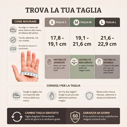 Guida alle taglie del tutore pollice Tortorina
